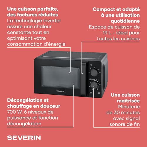 Micro-ondes Severin MW7580 – 19L, 700W, Technologie Inverter - vue 4