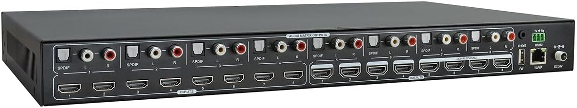 Monoprice Blackbird 4K 8x8 HDMI Matrix Switch - HDMI 2.0 Support, HDR, 18Gbps, 8 SPDIF Outputs, HDCP2.2, EDID, IR, RS232