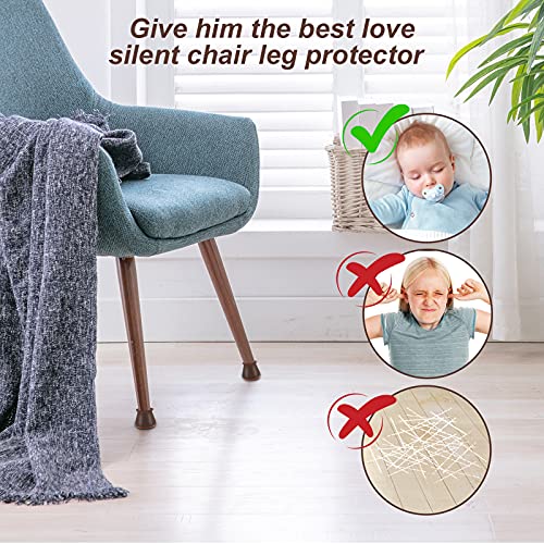 Image of Chair Leg Protectors for Hardwood Floors, 16 Pcs Chair Leg Floor Protectors with Silicone Felt Furniture Pads Non-Slip, Free Moving Table Leg Covers, Stool Leg Protectors Caps, Fit:1.18-1.65 Inch