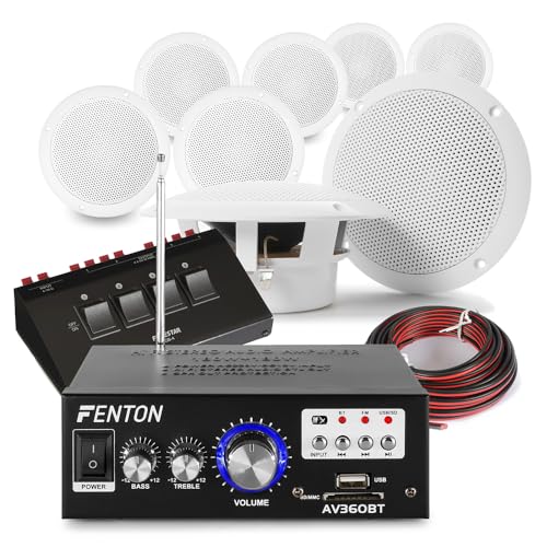 4 Room Ceiling Speaker Package -home Ceiling Speaker System with 4-Zone On/Off Switchable - Premium Ceiling Music System for Multi-Room Audio, Multi-Room Music System - Amplifier & Cables 4 Room Ceiling Speaker Package -home Ceiling Speaker System with 4-Zone On/Off Switchable - Premium Ceiling Music System for Multi-Room Audio, Multi-Room Music System - Amplifier & Cables