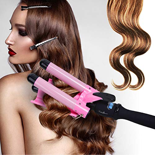 Professional Hair Curling Iron 3 Barrel Curling Iron Wand 1Inch Hair Waver Iron Hot Tools Lcd Digital Display Hair Curler (3 Barrel Curling Iron) #TOP5