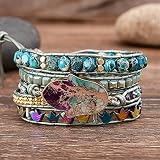 YPYSD Bohemian Neue Hand Amulett Charme Leder Handmade Wrakelarmbänder Armreifen Kristallperlen Hämatitschutz Tik Tok Armband