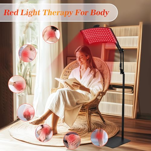 NIdreamCE Red & Infrared Light Therapy Lamp with Stand - 660nm/850nm Wavelength, 360° Rotation, Timer, Adjustable Height & Brightness for Full Body Use - Image 9
