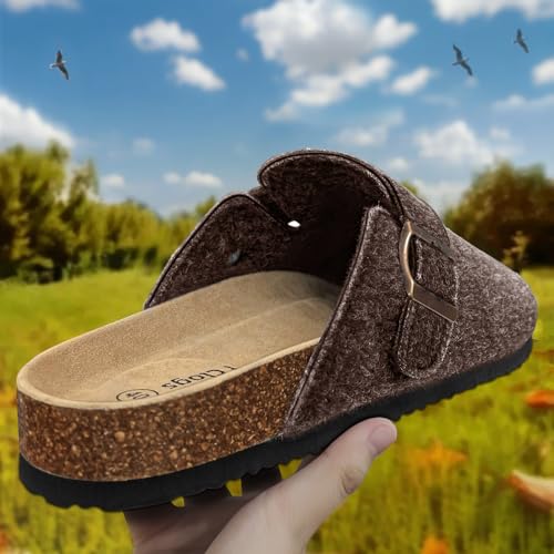 Image of BULLIANT Women Mules Clogs-Memory Foam Cushioned Cork Footbed-Fleece Lined