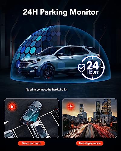 Dash Cam Front and Rear, Car Camera with 64GB Card, 3 Channel Dash Camera for Cars, G-Sensor, 3”IPS Screen, 24Hr Parking, 170°Wide Angle, Loop Recording, IR Night Vision - Image 4