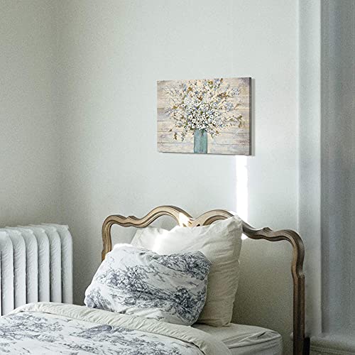 Sd Soft Dance Abstract Blooms Canvas Wall Art - Bouquet In Glass Vase Painting Print On Wrapped Canvas Small Size For Bathroom (12'' X 16'' X 1 Panel) #TOP3