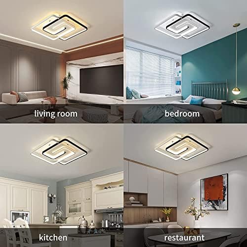 Dimmable LED Bedroom Ceiling Lights Modern Chic Dining Room Ceiling Light Creative Square Remote Lighting Fixture,Metal Acrylic Ceiling Chandeliers Lamp Interior Decor Lamp 50cm 72W (A)