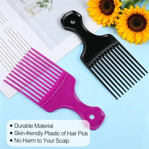 Peines afro 2 piezas para mujer plástico morado y negro miniatura 2