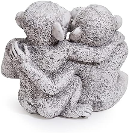 SA Products Kissing Monkeys Garden Statue - Cute Resin Ornament Decor for Home, Lawn, Patio, Decking - Decorative Indoor & Outdoor Animal Figurines & Sculptures - Gardening Accessories - 18x15x9cm