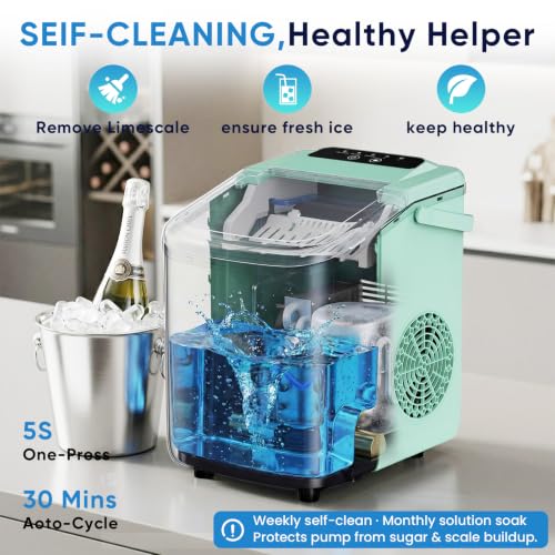 Image of NEWBULIG Ice Maker, Countertop Ice Machine with Handle | 9 Bullet Cubes in 6-8 Mins, 26lbs Daily, Self-Cleaning with Basket and Scoop for Home /Kitchen /Camping /RV