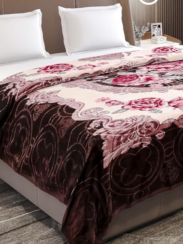 Image of Monte Carlo Regal Gold Double Bed Winter Blanket Single Ply 510 GSM | 2.5 KG (210 x 205 CM) Maroon