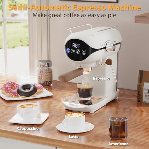 Nesskoko Espresso Machine with Steam Milk Frother Semi Automatic 20 Bar Compact White with Touch Screen for home Cafetera Espresso, Latte, Cappuccino, Americano, Macchiato - 5
