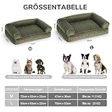 FUKUMARU Hundebett für große Hunde, Flauschiges & Hundesofa mit wasserabweisender TPU-Schicht, Cordstoff, Waschbar und rutschfest, Abnehmbarer Reißverschlussbezug, 93 x 63 x 22 cm, Grün