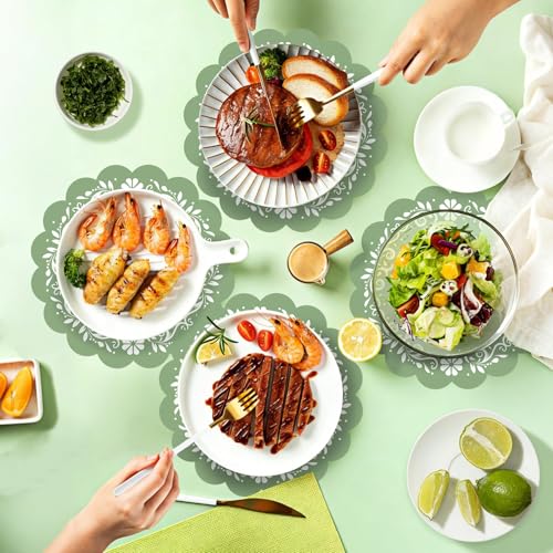 100 Pcs Green Platos De Barro Mexicanos Paper Placemats 13.5 Inches Cielito Lindo Party Decoration Disposable Scalloped Cinco De Mayo Paper Placemats for Fiesta Mexican Baby Shower Decor by Stuffygreenus - Used condition - Image 4