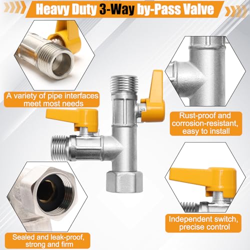 Image of RV Winterizing Kit, Brass RV Antifreeze Pump Kit for RV 3-Way by-Pass Valve Replacement Kit, RV Pump Converter Winterizing Part for Water System RV Full-Flow Winterizing Kit