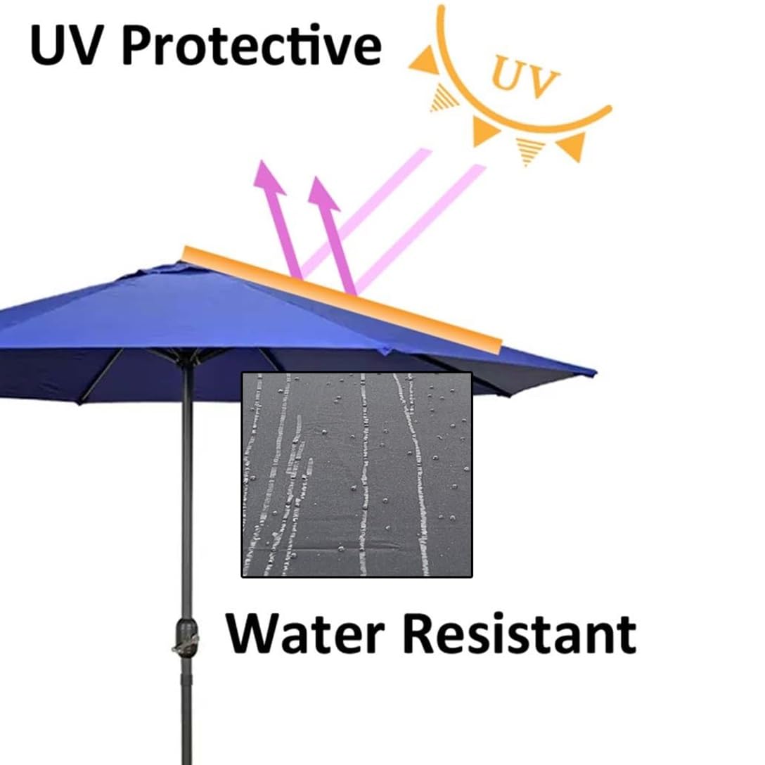 Patio Umbrella Fabric Canopy Cover, Replacement Canopy, Market Table Umbrella Replacement Top Shade Cover, Breathable And Easy To Install(Royal Blue,6 ribs-300cm/9.8ft)