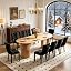 Natural Table With 10 Black Chairs
