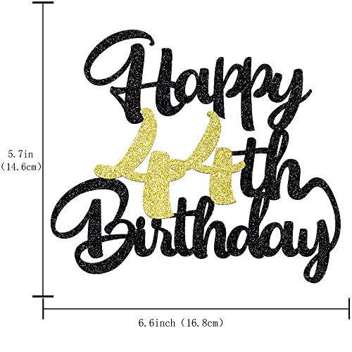 Image of Klionjor 44th Happy cake topper happy birthday cake decoration 44th birthday party decoration gift plugin (44) Black gold