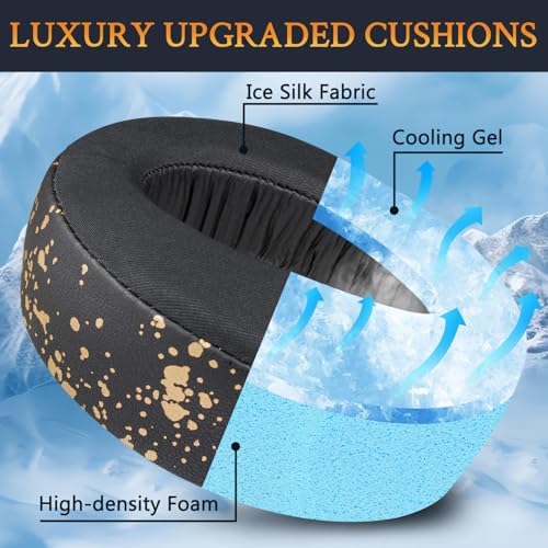 Image of SOULWIT Cooling-Gel Ear Pads Cushions for Sony New Gold Wireless PlayStation PS4 Headset, Replacement Earpads for 2018 Version, Headphone Model CUHYA-0080 - Black Gold