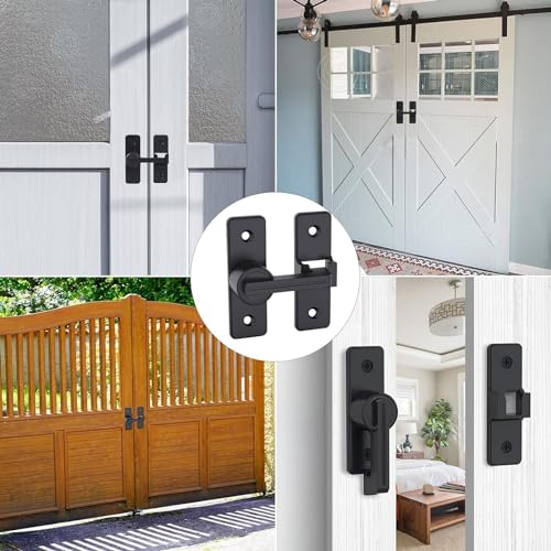Betensh Sliding Barn Door Lock 180 Degree Sliding Door Lock Latch and Flip Gate latches for Barn Door Bathroom, Outdoor, Garden, Black - Image 4