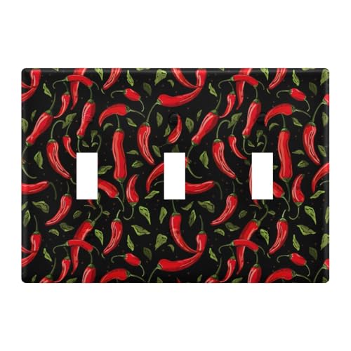 Light Switch Cover Red Chili Wall Plates for Electrical Outlets 3 Gang 202a8780