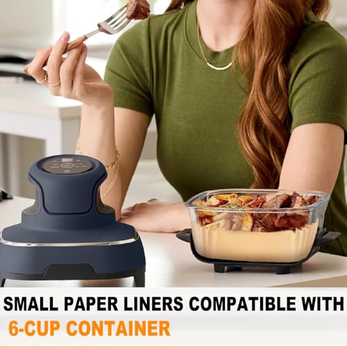 Image of 100PCS Air Fryer Liners for Ninja CRISPi FN101UKGY, Disposable Air Fryer Parchment Paper Liners for 3.8L & 1.4L Glass Container Air Fryer, Non-Stick Air Fryer Accessories for Ninja CRISPi