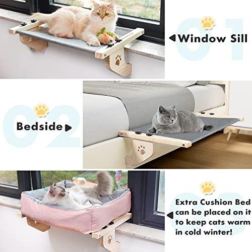 Amosijoy Cat Sill Window Perch Sturdy Cat Hammock Window Seat With Wood & Metal Frame For Large Cats, Easy To Adjust Cat Bed For Windowsill, Bedside, Drawer And Cabinet (Xl) #TOP5