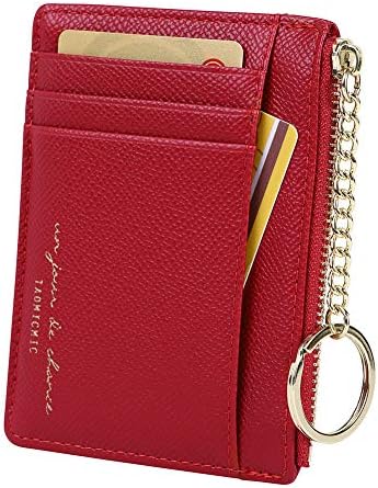 Women's 8 Cards Slim Minimalist Card Holder Coin Changes Purse Keychain Front Pocket Wallet, Grey