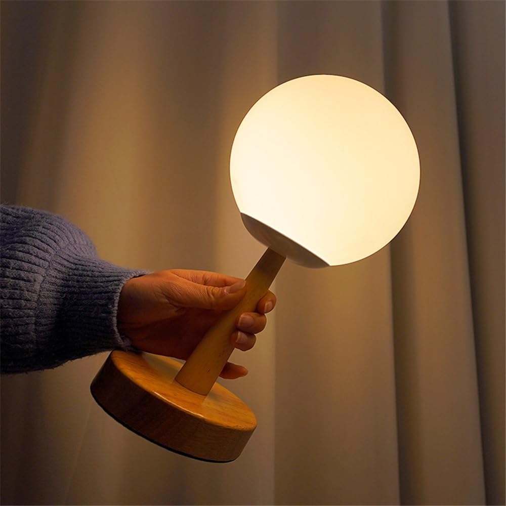 Lampka biurkowa Mała drewniana lampka stołowa zdobi biurko, stolik nocny, sypialnię, gabinet, szklaną lampkę nocną Lampka nocna