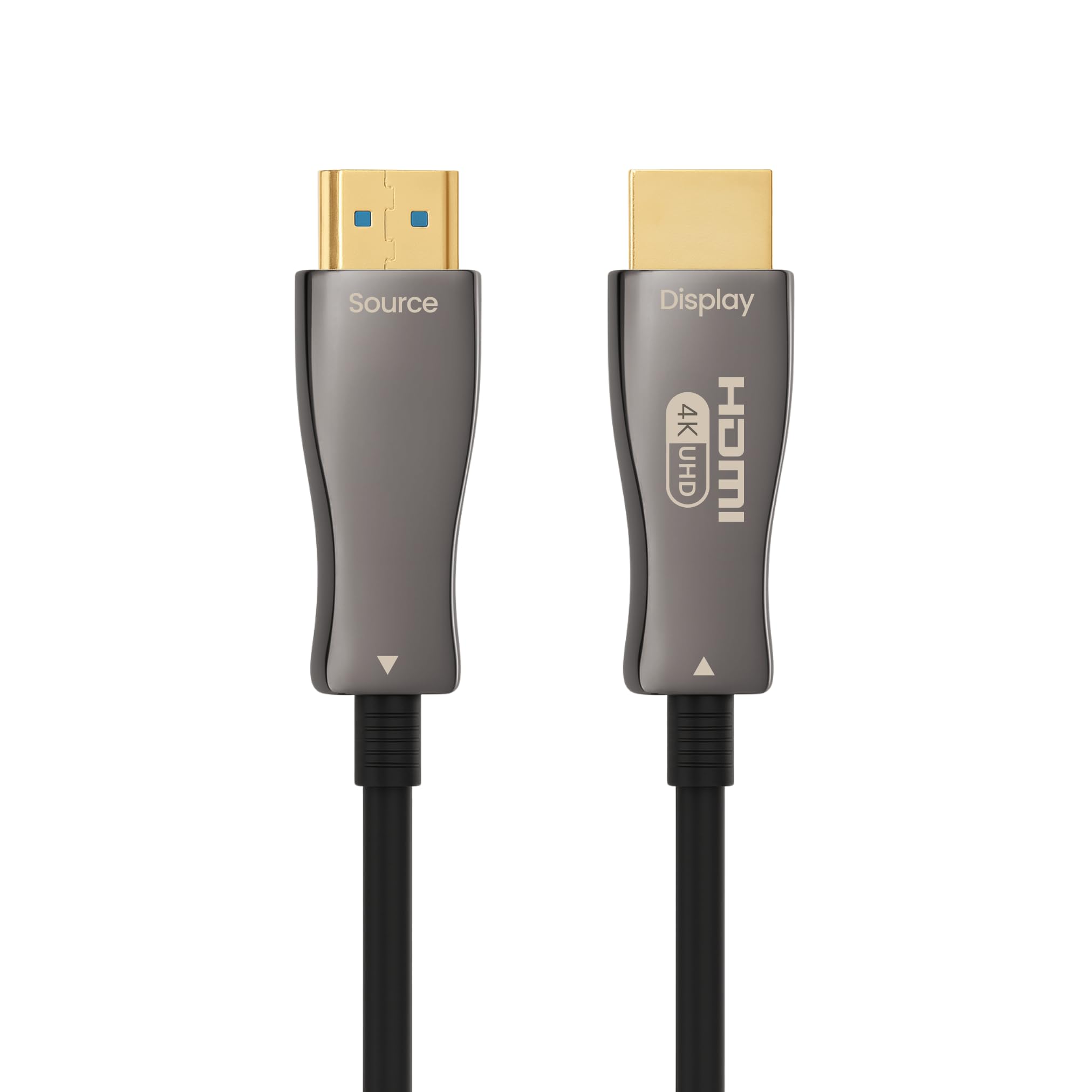 ProfiPatch HDMI Kabel 4K Glasfaserkabel 60Hz UHD 50m High Speed mit Ethernet grau Goldkontakt Textil für Monitore, Fernseher, Konsolen