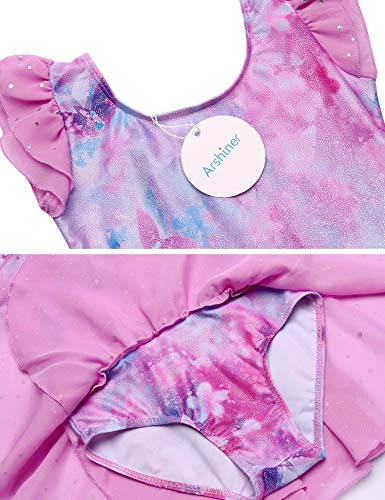 Image of Arshiner Girls Ruffle Sleeve Ballet Dance Dress Tutu Skirted Leotard