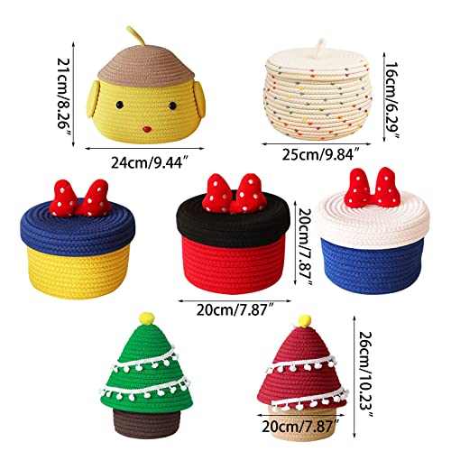 Cesta de Navidad de hilo de algodón para decoración del hogar 4