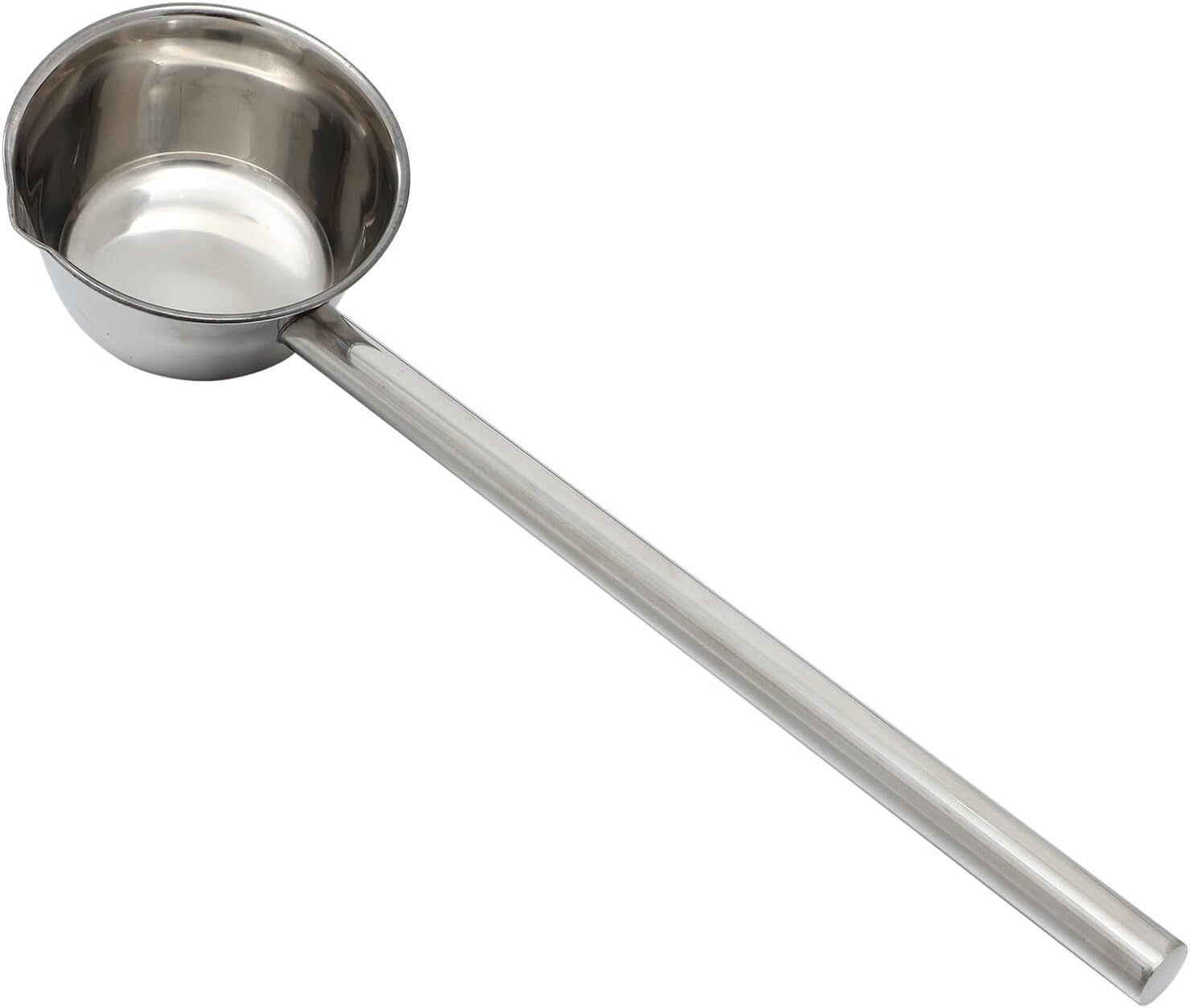 Stainless Steel Long Handle Water Ladle 16cm Scoop with Spout Multipurpose Metal Water Spoon for Kitchen and Garden Use