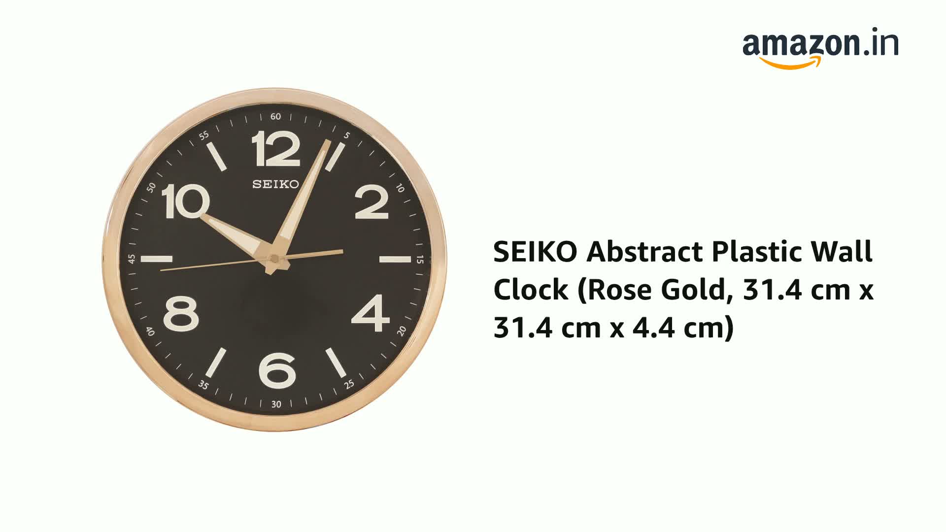 Seiko Elegant Round Golden Plastic Home Decor Night Glow English Seiko Elegant Round Golden Plastic Home Decor Night Glow English