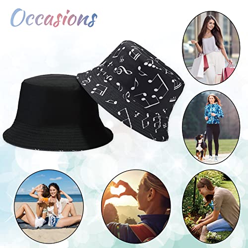 Image of Reversible Bucket Hat for Women Summer Travel Fisherman Cap, Girls Cute Double Side Wear Bucket Cap