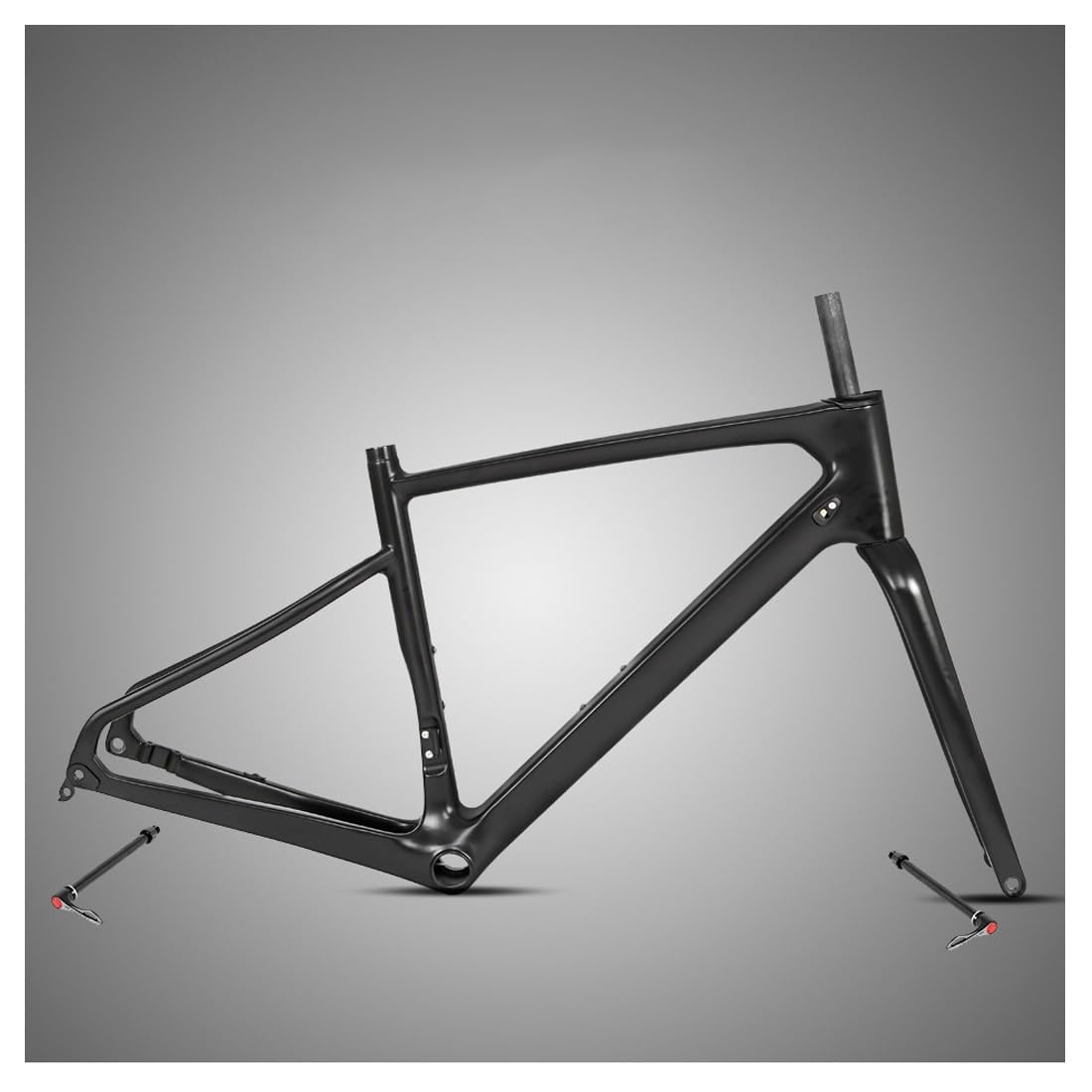 700C Carbonio Gravel Telaio per Bici da Strada 45/48/51/54cm Leggero Freno A Disco Telaio F12x100mm R12x142mm Telaio Perno Passante Passaggio Cavi Interno Nero Opaco(54cm)