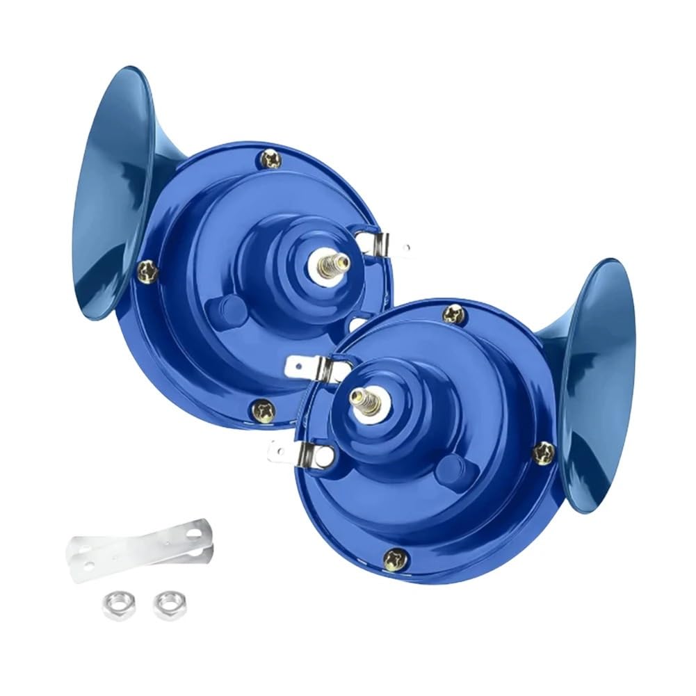 Bocina Coche 2 uds bocina de Coche Universal 12V bocina de Tren bocinas Fuertes Impermeables for Motocicleta Coche camión SUV Barco Claxon Coche(Blue)