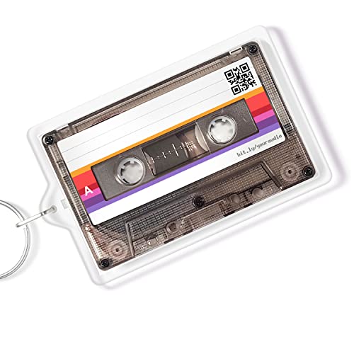 Retro Cassette Tape Keychain with QR Code Link to Your...