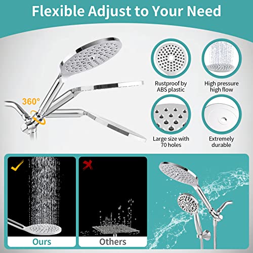 Lanhado Rain Shower Head With Handheld Spray, 7" High Pressure Shower Heads, 10 Mode Handheld Shower Head With Hose & Holder, Build-In Power Wash Mode For Clean Tub & Tile, Waterfall Showerhead #TOP1