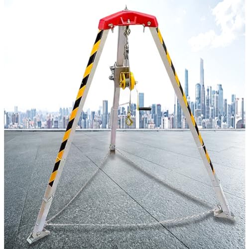Safety Rescue Tripod Kit with Self-Locking Winch for Confined Space Access and Fall Protection Adjustable Height