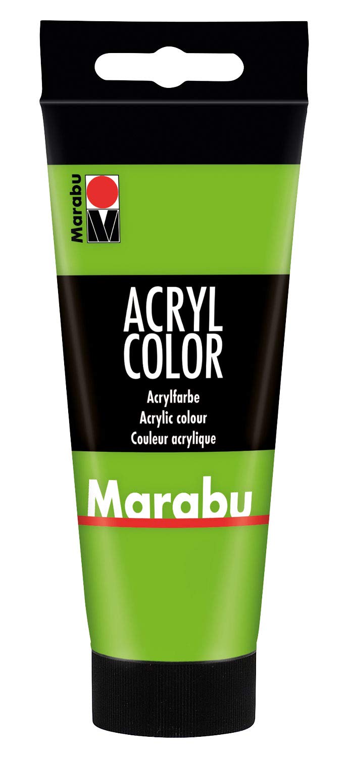 Marabu 12010050282 - Acryl Color blattgrün 100 ml, cremige Acrylfarbe auf Wasserbasis, schnell trocknend, lichtecht, wasserfest, zum Auftragen mit Pinsel und Schwamm auf Leinwand, Papier und Holz