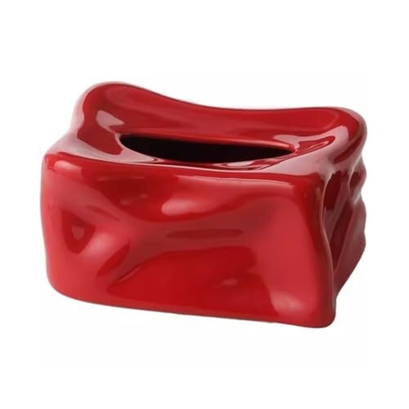 Tissue Dispenser Box Ceramic Tissue Box Cover Napkin Holder Design For Nightstand Countertop Coffee Table Apartment Must Haves(Red)