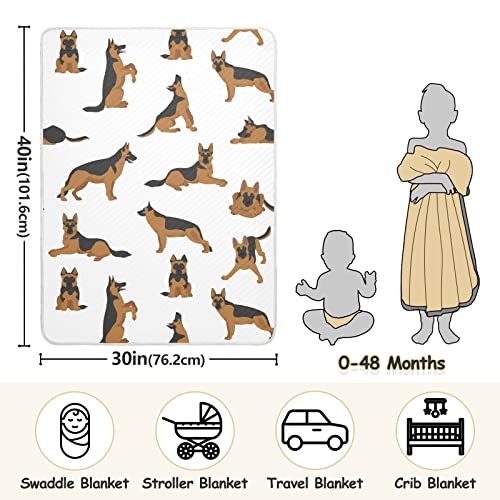 Image of Swaddle Blanket German Shepherd Dogs Cotton Blanket for Infants, Receiving Blanket, Lightweight Soft Swaddling Blanket for Crib, Stroller, Nursery Blankets, 30x40 in