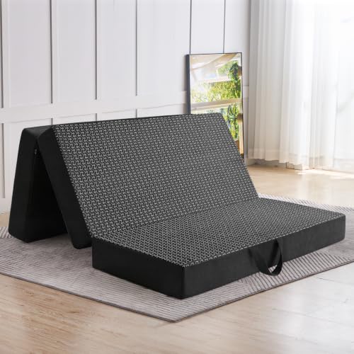 Image of Folding Mattress Full Size, 6 inch Trifold Mattress Futon Murphy Bed,Black