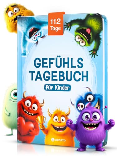 LIKARTO Gefühlstagebuch Kinder 6-12 Jahre - 112-Tage Emotions-Tagebuch zum Gefühle verstehen & Achtsamkeit lernen - Kindertagebuch Mädchen & Jungen - Dankbarkeit & Selbstbewusstsein fördern - blau