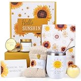 ZNCRSISTY Birthday Gifts for Women - 8 Pcs Sunflower Gift Baskets for Women, Get Well Gift for Her, Christmas Gifts for Mom Sister Daughter Wife Coworker Best Friend Friendship Teacher