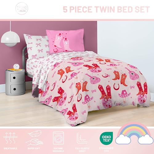 Image of Trend Collector Cowgirl Twin Comforter Set 5 Piece Kids Bedding, Pink