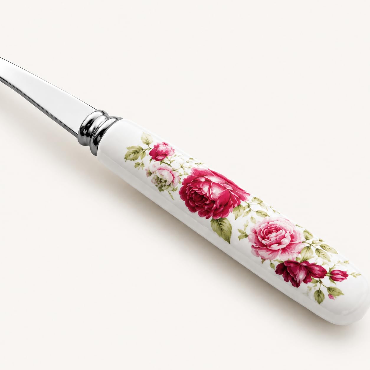 Stainless Steel Spoons, Forks & Knives Set of 24 with Stand and Ceramic Handle (Pink Rose) — Amazon image 5
