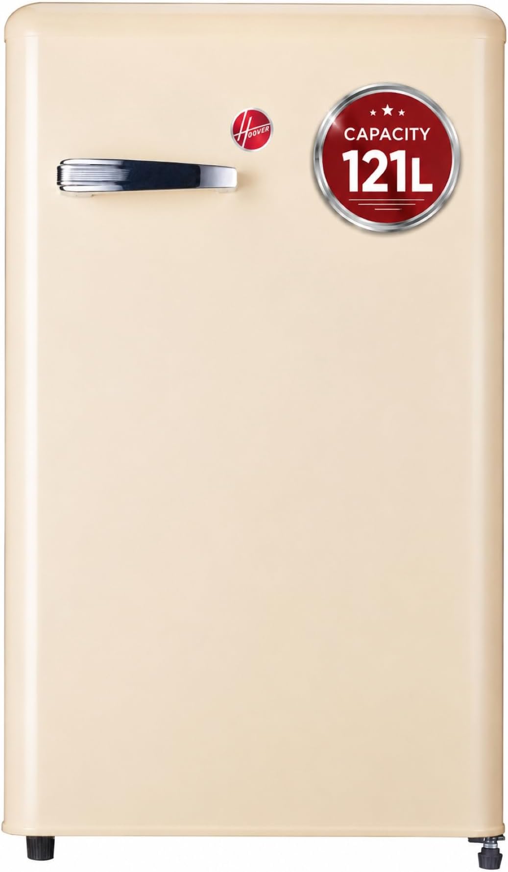 โ 123L Retro Style Single Door Refrigerator, Compact Free Standing Fridge with Freezer, Tempered Glass Shelves, Adjustable Thermostat, Eco-Friendly, 1 Year Warranty, Cream - HSD-K123-RW