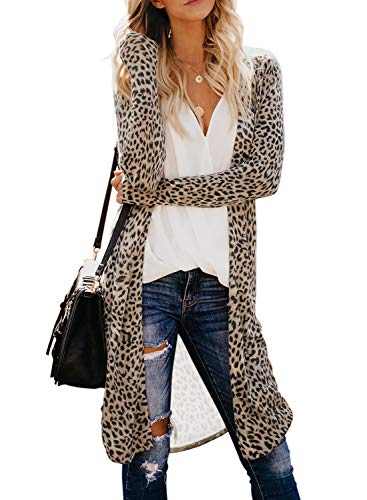 Chase Secret Womens Long Sleeve Cardigan Tops Casual Printed Loose Outwear Cardigans Coats M Leopard